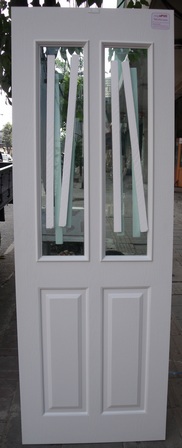 ประตูUPVC(ไวนิล) ขนาด 80x200 กระจกเขียว PGR005 สีขาว ใช้ภายนอก ทนแดดทนฝน กันน้ำ 100%